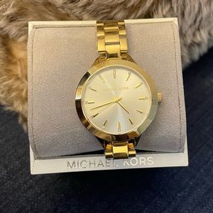 Michael Kors Slim Runway Ladies Gold Watch MK3465 Brand New In Box